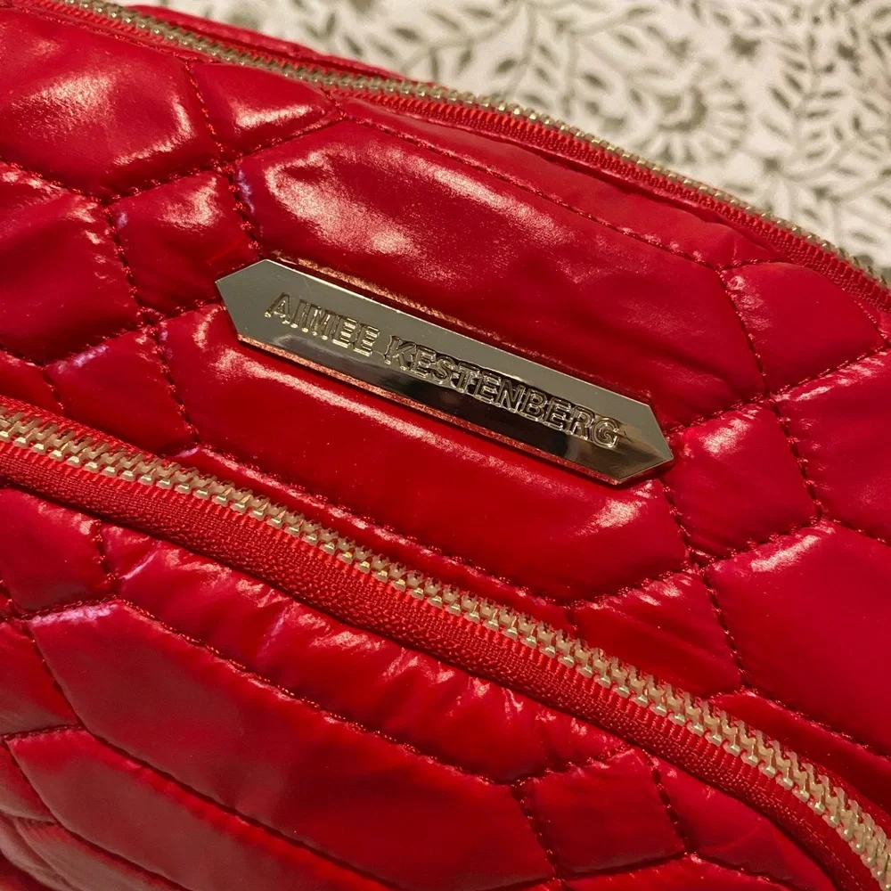 Aimee‎ Kestenberg Red Diamond Python Quilted Cosmetic Bag